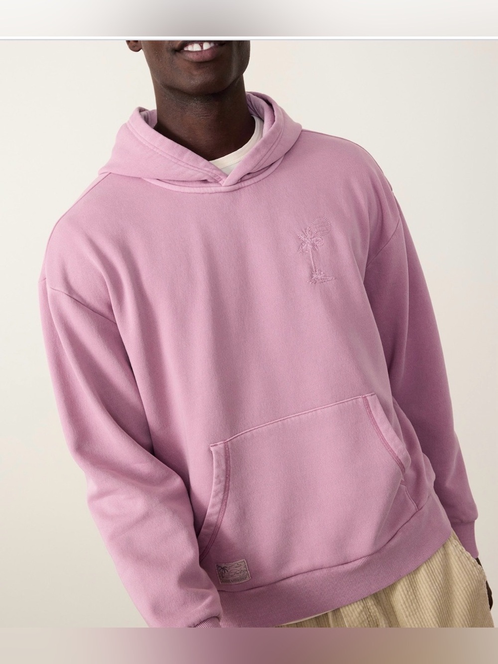 NWT Marine Layer Relaxed Cloud 9 Fleece Hoodie in Lilas Embroidered Palm Tree